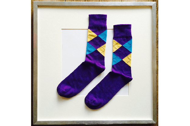 Socken Schottenkaro Violett-Blau-Gelb