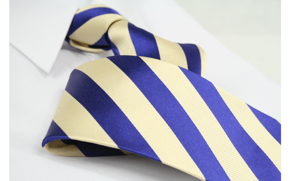 Krawatte Streifen Elfenbein/Kobaltblau