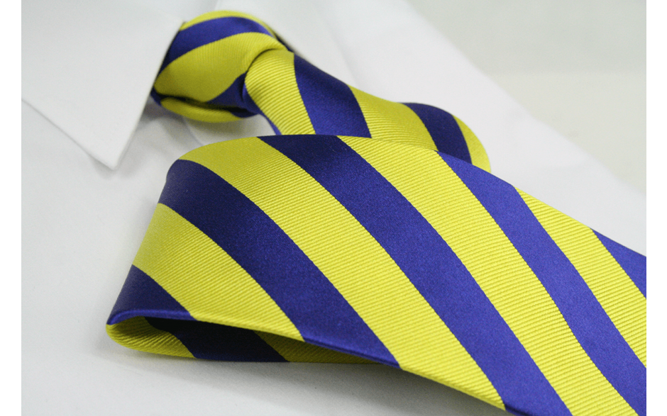 Krawatte Streifen Kobaltblau/Schwefelgelb