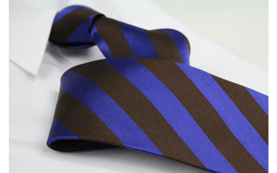 Krawatte Streifen Mahagonibraun/Kobaltblau