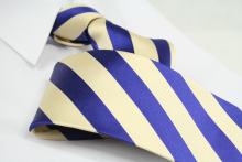 Krawatte Streifen Elfenbein/Kobaltblau