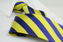 Krawatte Streifen Kobaltblau/Schwefelgelb