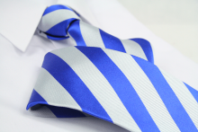 Krawatte Streifen Royalblau/Seidengrau