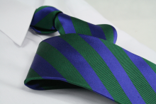 Krawatte Streifen Tannengrün/Kobaltblau