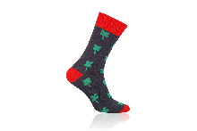 Socken Klee Grün auf Schwarz mit Rot