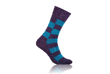 Socken Quadrat Hellblau mit Violett